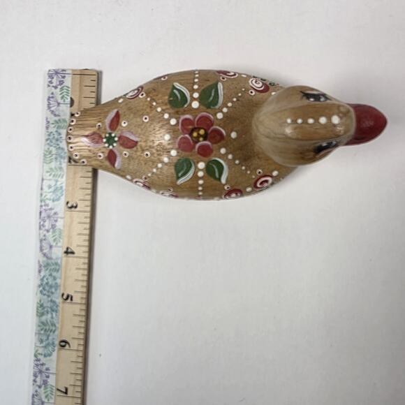 Vintage Wooden Painted Duck Folk Art Country Kitchen flower Design cottagecore - Picture 14 of 15